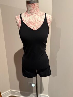 Black V-Neck Spaghetti Strap Athletic romper